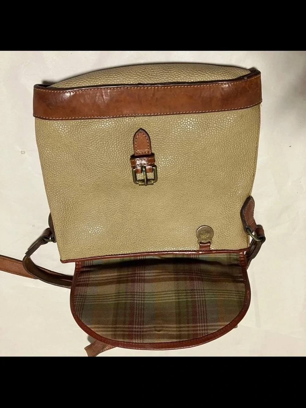 Mulberry Beige and Brown Leather-Trim Crossbody Bag